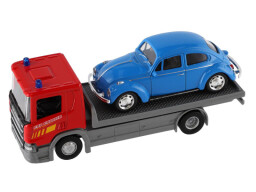 Welly odtahovka Scania P320 + Volkswagen Beetle 1:43